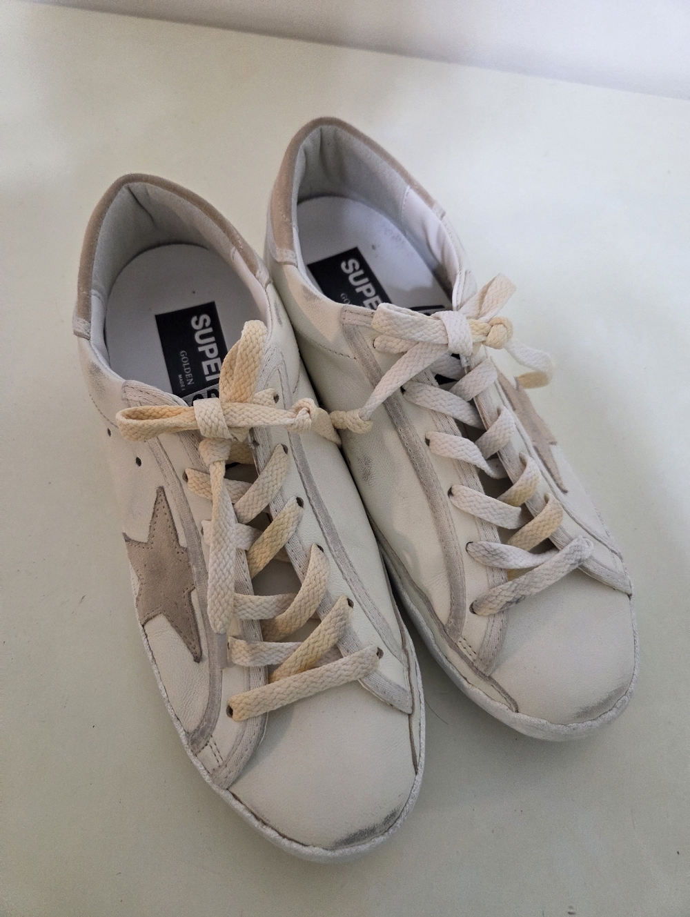 Golden Goose Super-Star Classic With List - Cream & Beige Low-Top Star Sneakers - Picture 12 of 15